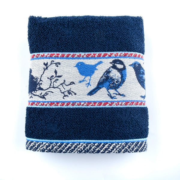 Handdoek met vogel print donker blauw, Bunzlau Castle