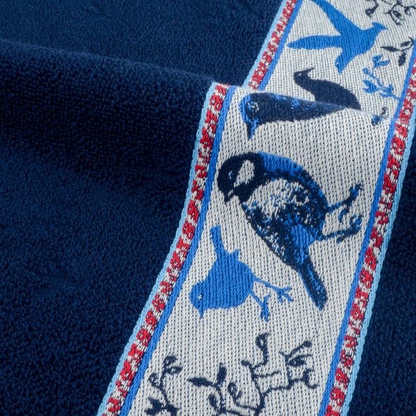 Handdoek met vogel print donker blauw, Bunzlau Castle