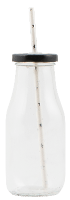 Glazen-drink fles -met rietje -300 ml - O-lijf de Culinaire Cadeau en Lifestyle webshop 