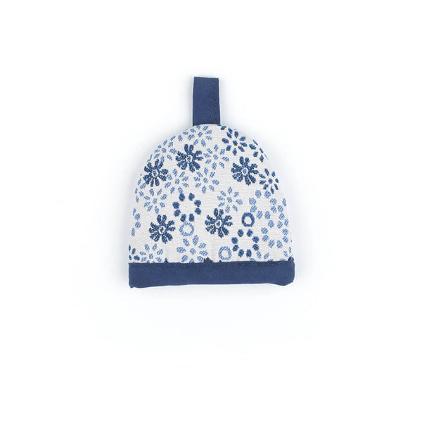 Eierwarmer, met bloemen print, blauw