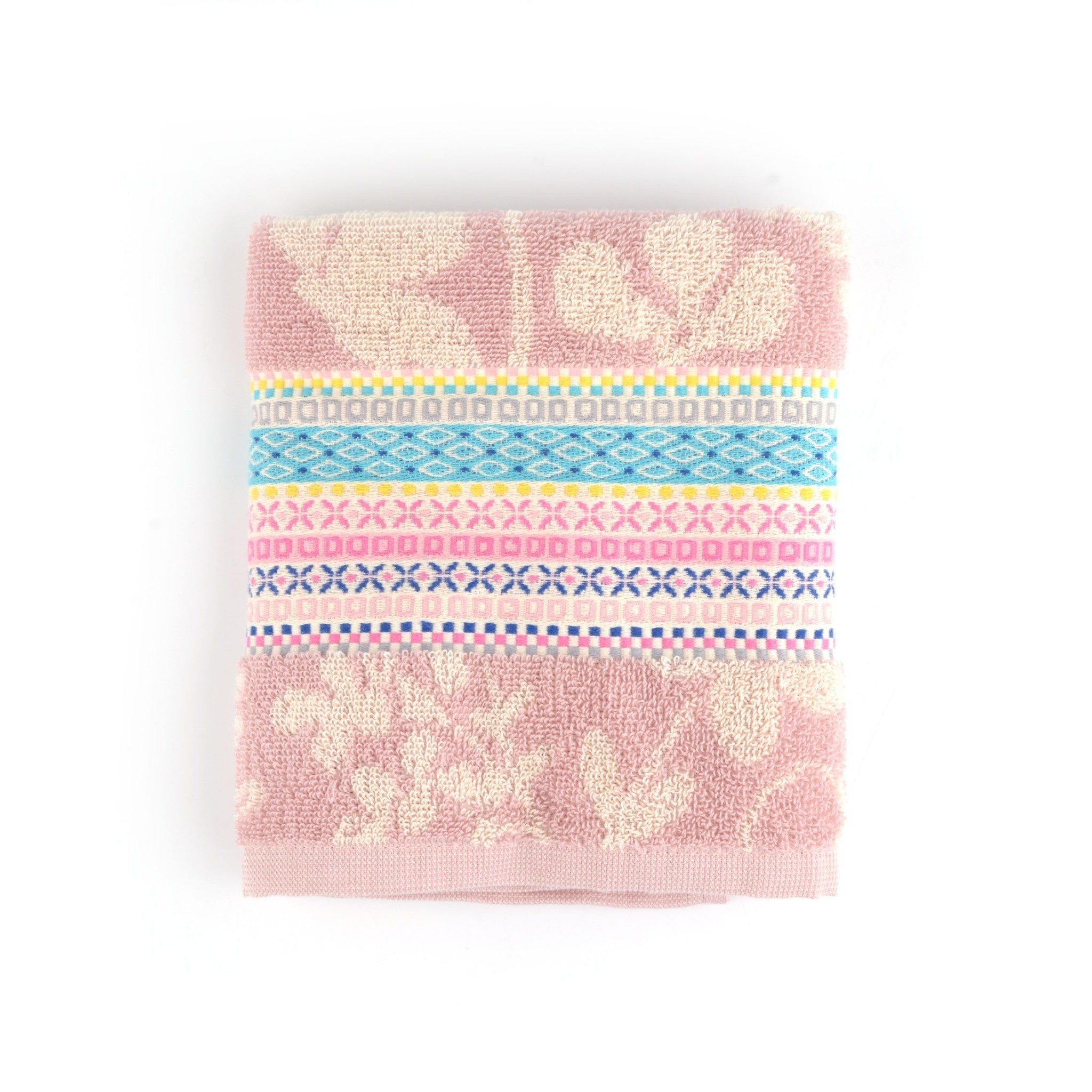 Handdoek biologisch katoen Rosie pink , Flora Castle