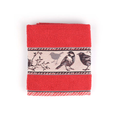 Handdoek met vogel print, Bunzlau Castle, rood